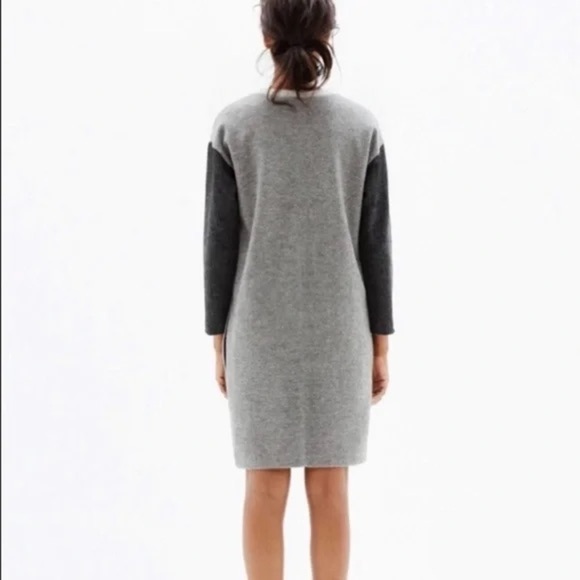 Madewell Geotilt Gray Color Block Wool Blend Long Sleeve Shift Dress EUC Size S - Picture 2 of 12
